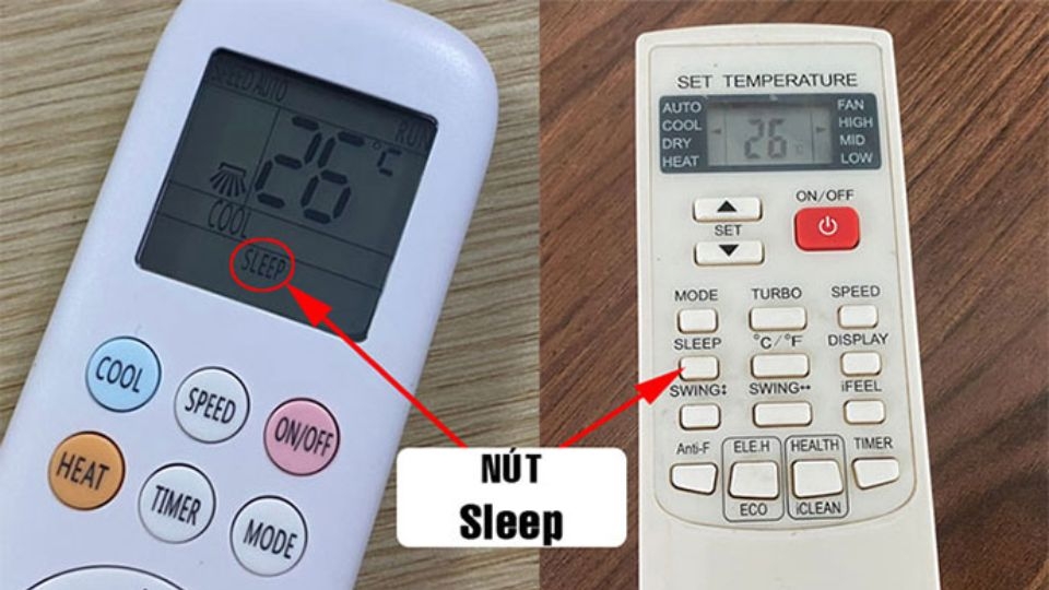 Bấm nút Sleep để chọn thời gia cài đặt sao cho phù hợp và ấn tiếp để tùy chọn chế độ quạt gió trên điều khiển của điều hòa.