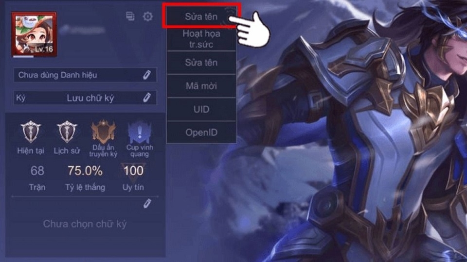 Hướng dẫn đổi tên Liên Quân bước 3