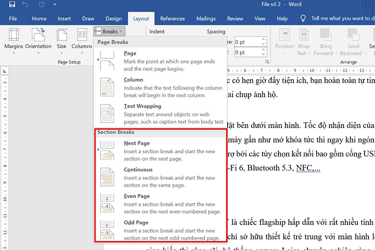 Hướng dẫn cách tạo section trong Word (Hình 6)