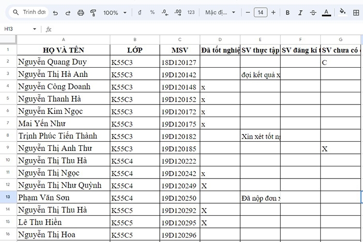 Cách căn chỉnh dòng trong sheet (Hình 2)