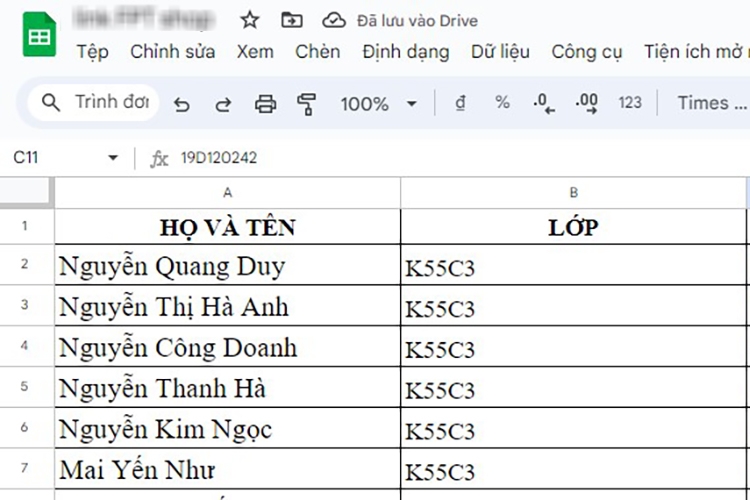 Cách căn chỉnh dòng trong sheet (Hình 7)