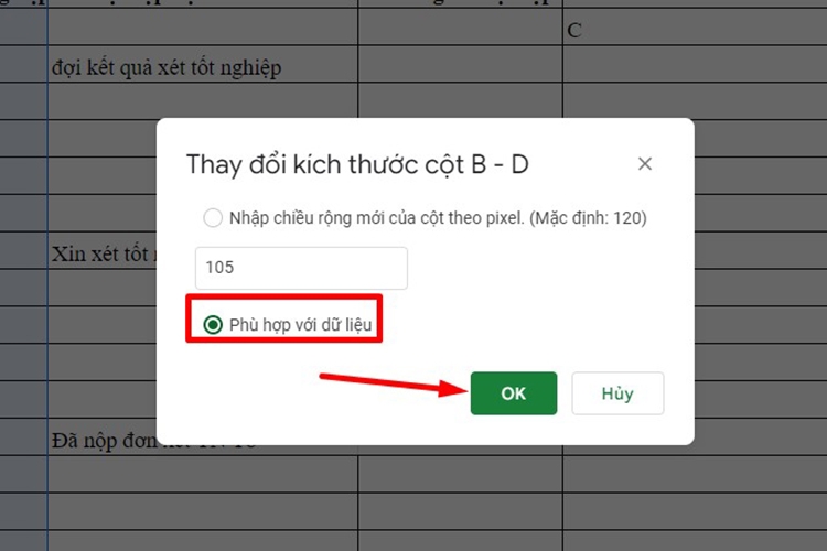 Cách căn chỉnh dòng trong sheet (Hình 9)
