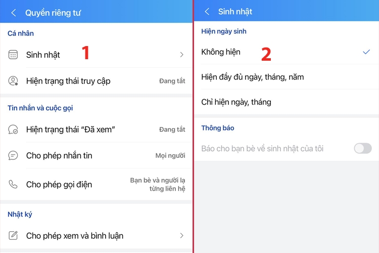Cách ẩn ngày sinh trên Zalo (hình 4)