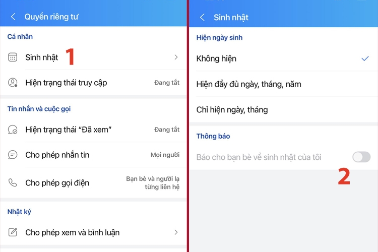 Cách ẩn ngày sinh trên Zalo (hình 6)