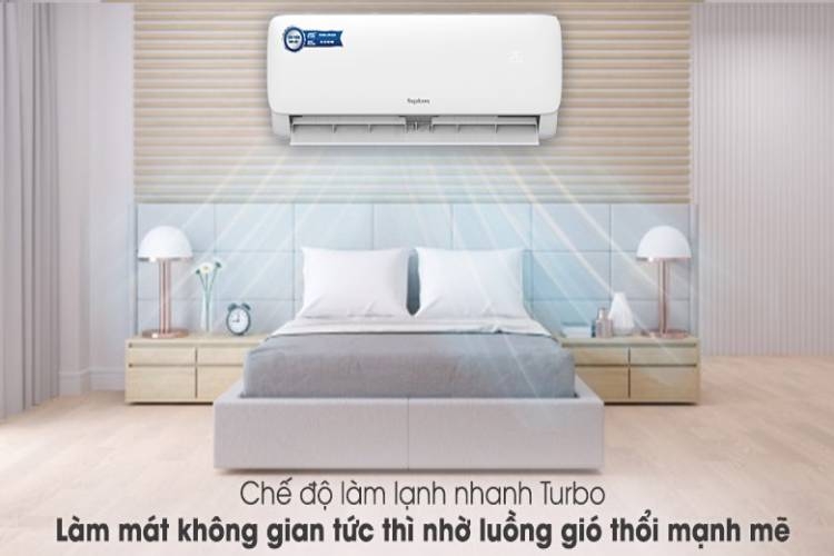 Máy lạnh Nagakawa Inverter mang lại khả năng làm mát tức thì cho các phòng nhờ chế độ làm lạnh nhanh Turbo