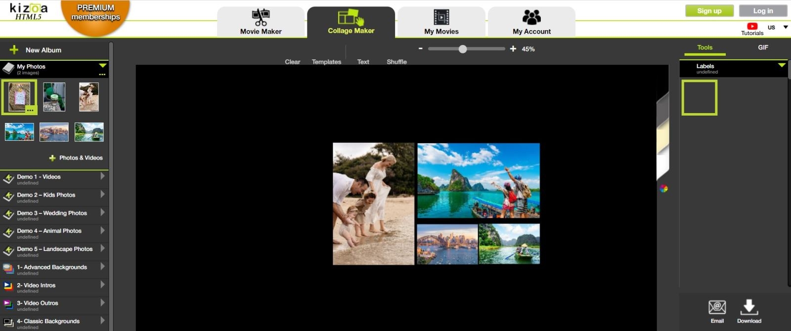 Website ghép ảnh online Kizoa