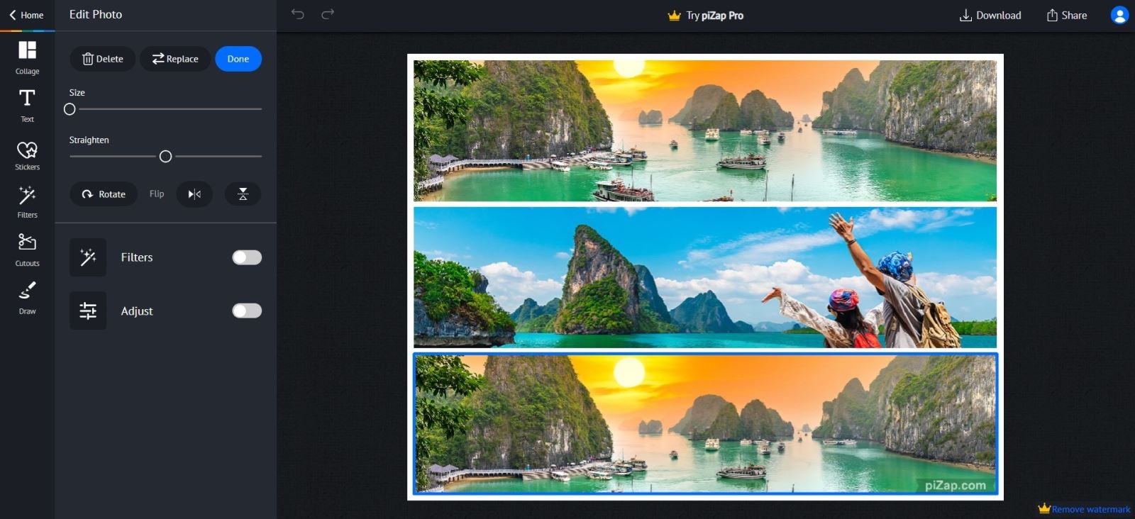 Website ghép ảnh online piZap