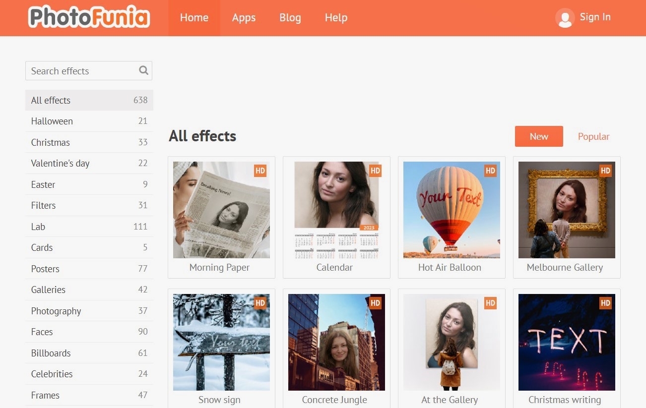 Website ghép ảnh online Photofunia