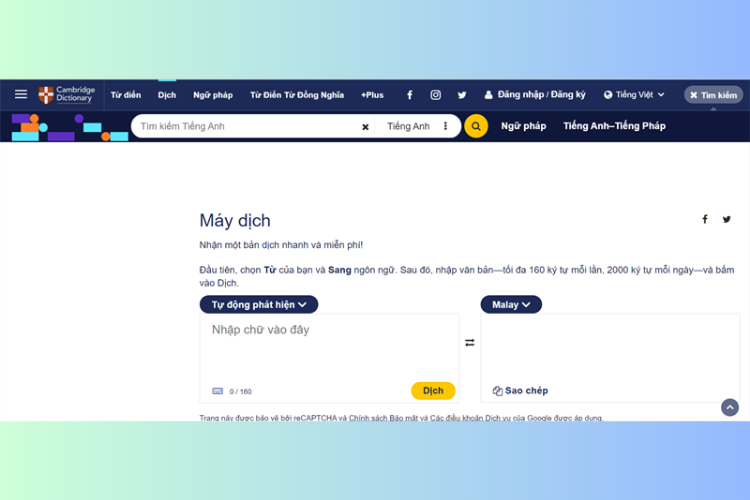 dictionary.cambridge.org - Trang web dịch tiếng Pháp chất lượng