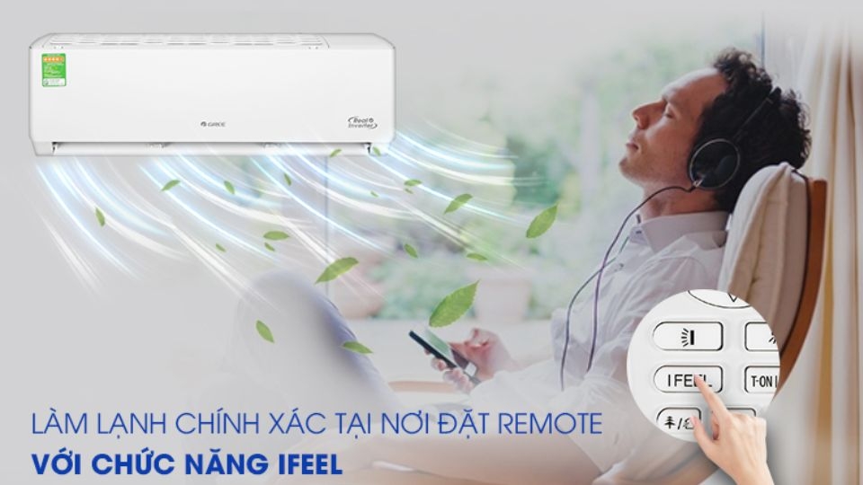 Điều hòa Gree Inverter 1.5 HP GWC12PB-K3D0P4 làm lạnh chính xác tại nơi đặt remote với cảm biến I-feel.