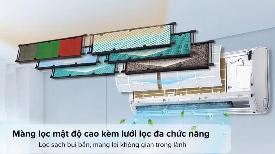 Máy lạnh Gree 1 HP GWC09KB-K6N0C4 trang bị màn lọc mật độ cao giúp lọc sạch bụi bẩn, làm sạch không khí.