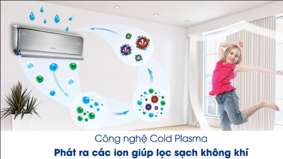 Điều hòa Gree có khả năng loại bỏ bụi bẩn và vi khuẩn trong không khí với tính năng Cold Plasma.