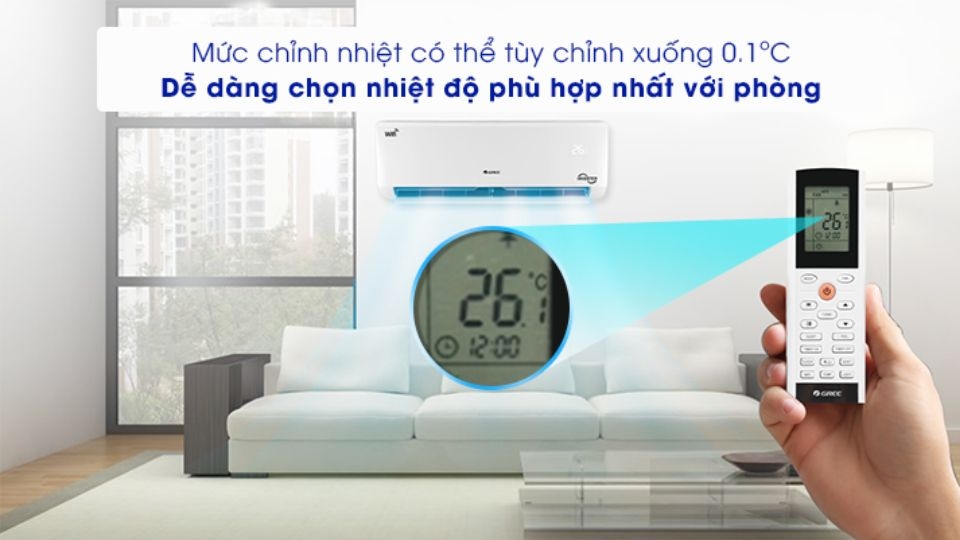 Điều hòa Gree cho phép bạn điều chỉnh nhiệt độ chính xác hơn với mức chỉnh nhiệt nhỏ.
