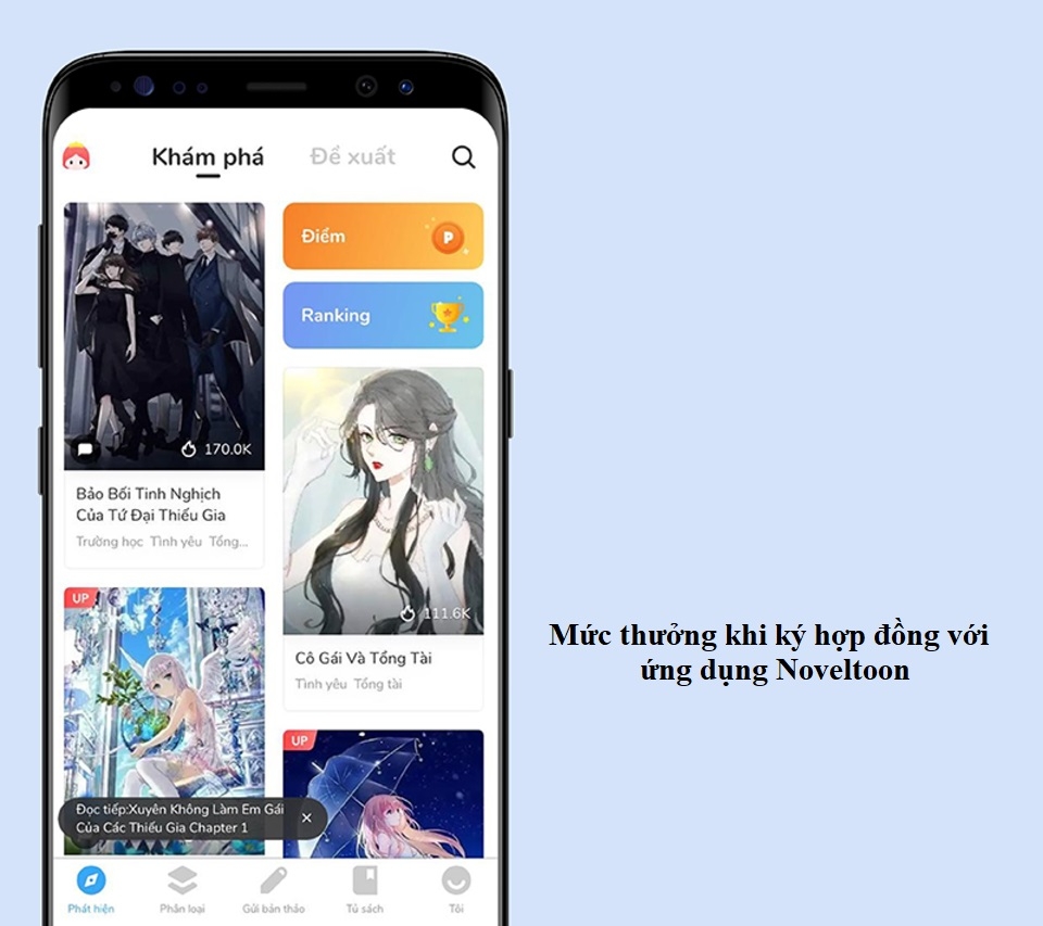 Mức thưởng khi ký hợp đồng với ứng dụng Noveltoon