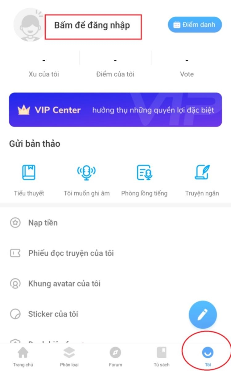 Nhấn chọn 'Bấm để đăng nhập'