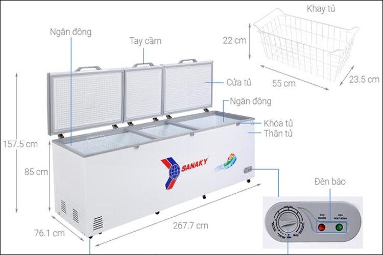 Tủ lạnh Sanaky 900L VH-1199HY