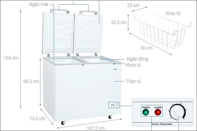 Tủ đông dáng nằm Aqua 295l