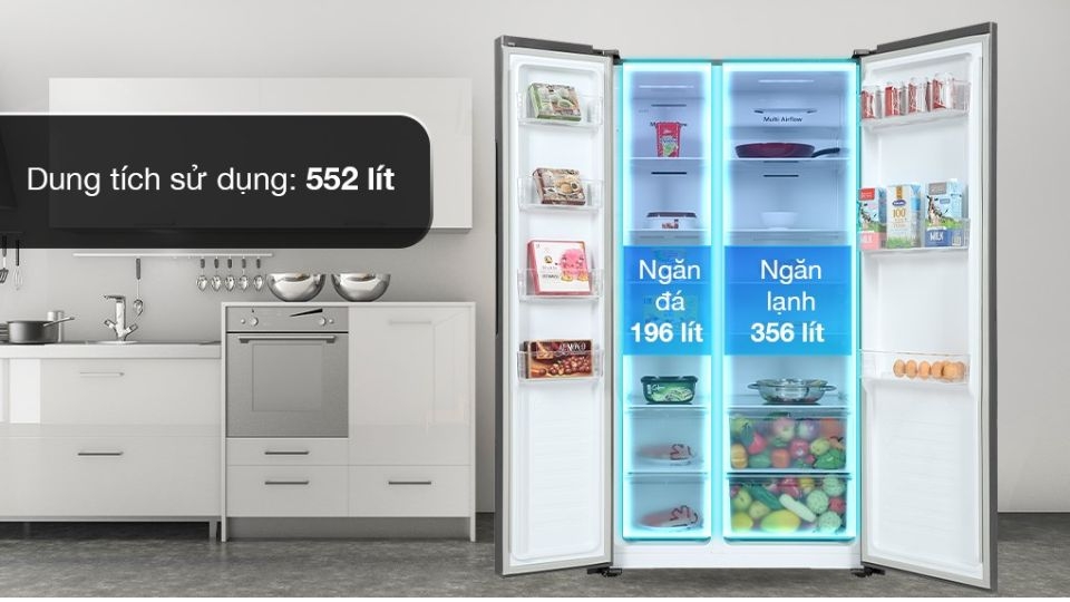 Tủ lạnh Casper Inverter 552 lít RS-570VT sở hữu dung tích lớn với bảng điều khiển bên ngoài tiện lợi