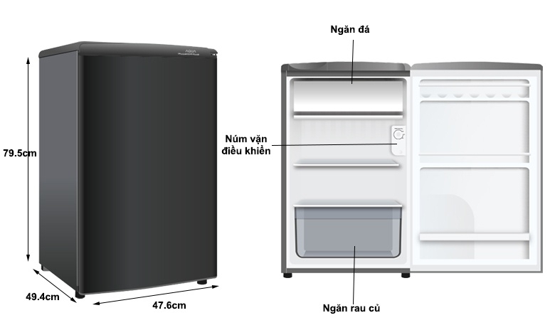 Tủ lạnh Aqua 90 lít AQR-D99FA(BS)