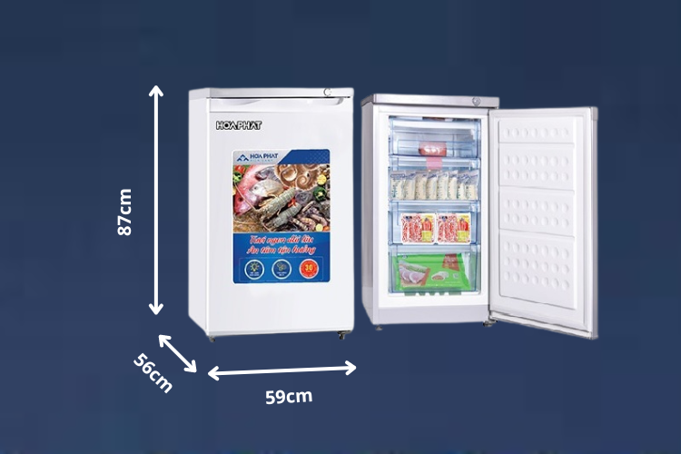 Kích thước tủ lạnh Hoà Phát 300SR1 110L-4 Ngăn