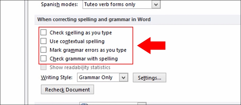 Cách tắt kiểm tra chính tả trong Word đơn giản, dễ dàng nhất 7