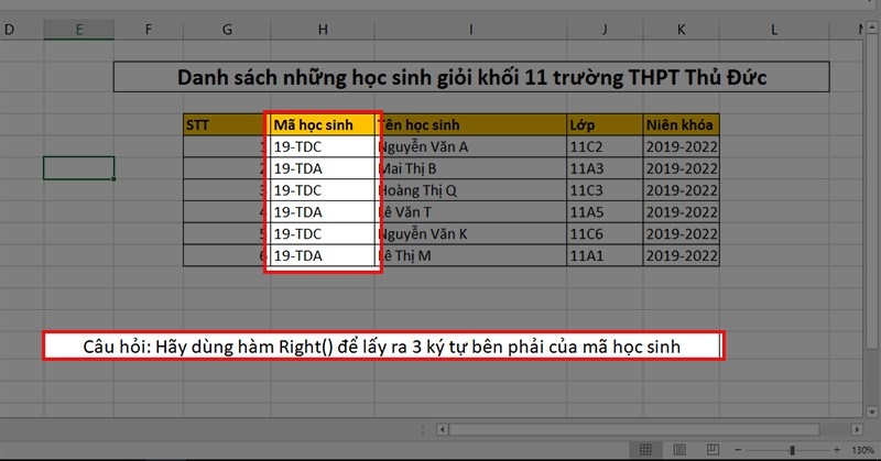 Hàm Right trong Excel là gì? Cách sử dụng hàm Right trong Excel cực đơn giản kèm ví dụ minh hoạ 01