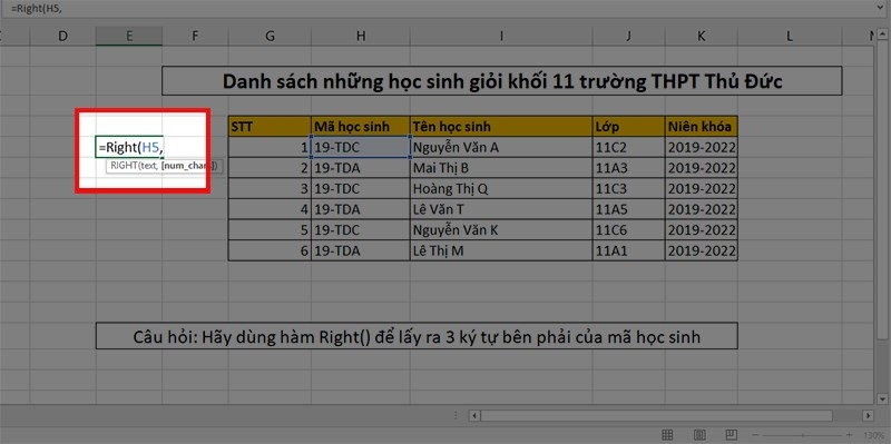 Hàm Right trong Excel là gì? Cách sử dụng hàm Right trong Excel cực đơn giản kèm ví dụ minh hoạ 03