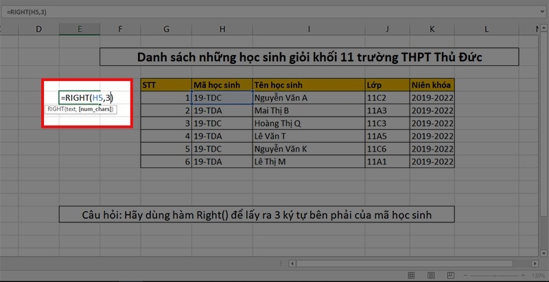 Hàm Right trong Excel là gì? Cách sử dụng hàm Right trong Excel cực đơn giản kèm ví dụ minh hoạ 04