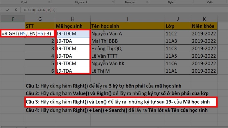 Hàm Right trong Excel là gì? Cách sử dụng hàm Right trong Excel cực đơn giản kèm ví dụ minh hoạ 09