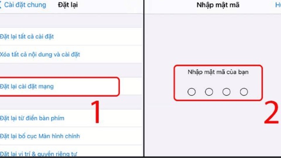 Đặt lại cài đặt mạng → Nhập chính xác mật mã.