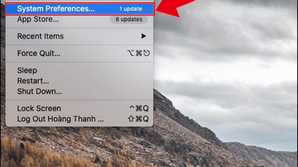 Vào “menu Apple” > Chọn “Hệ thống (System Preferences)”.