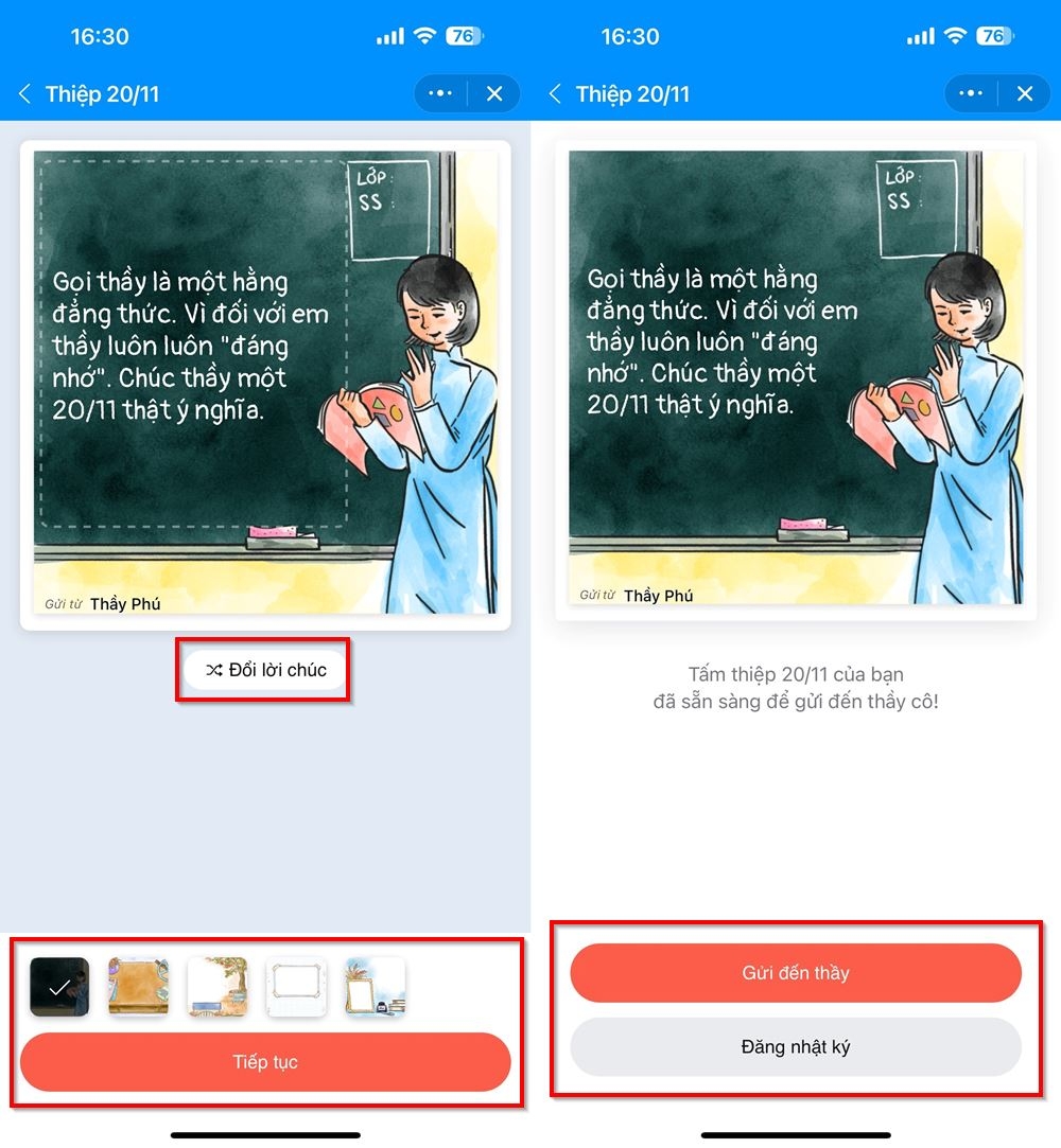 Cách tạo thiệp chúc mừng 20/11 trên Zalo 3