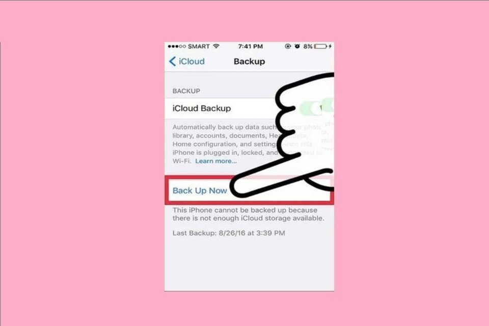 Nhấn chọn “Back Up Now”