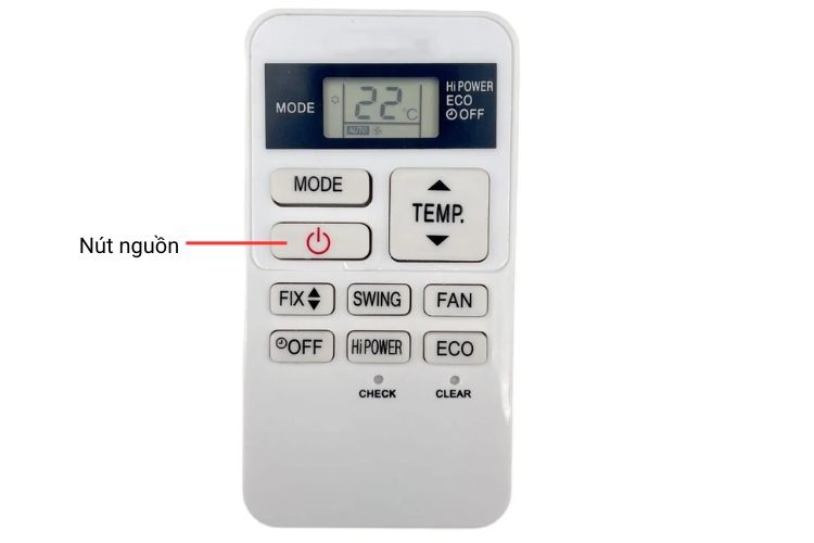 Nút nguồn dùng để kích hoạt hoặc ngừng máy lạnh