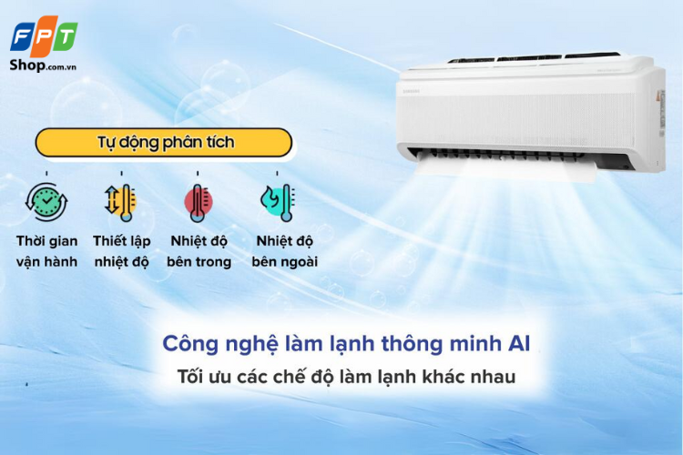 Công nghệ làm mát tự động AI Auto Cooling trên điều hòa Samsung