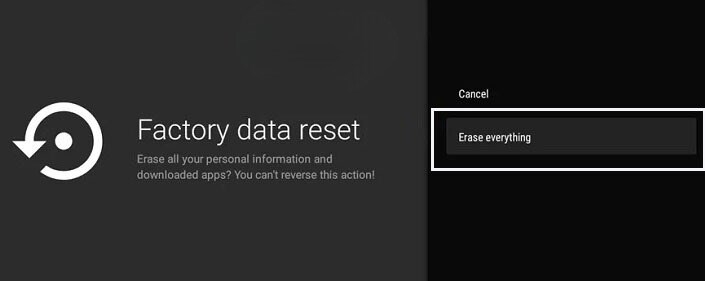 Chọn Erase everything để reset toàn bộ