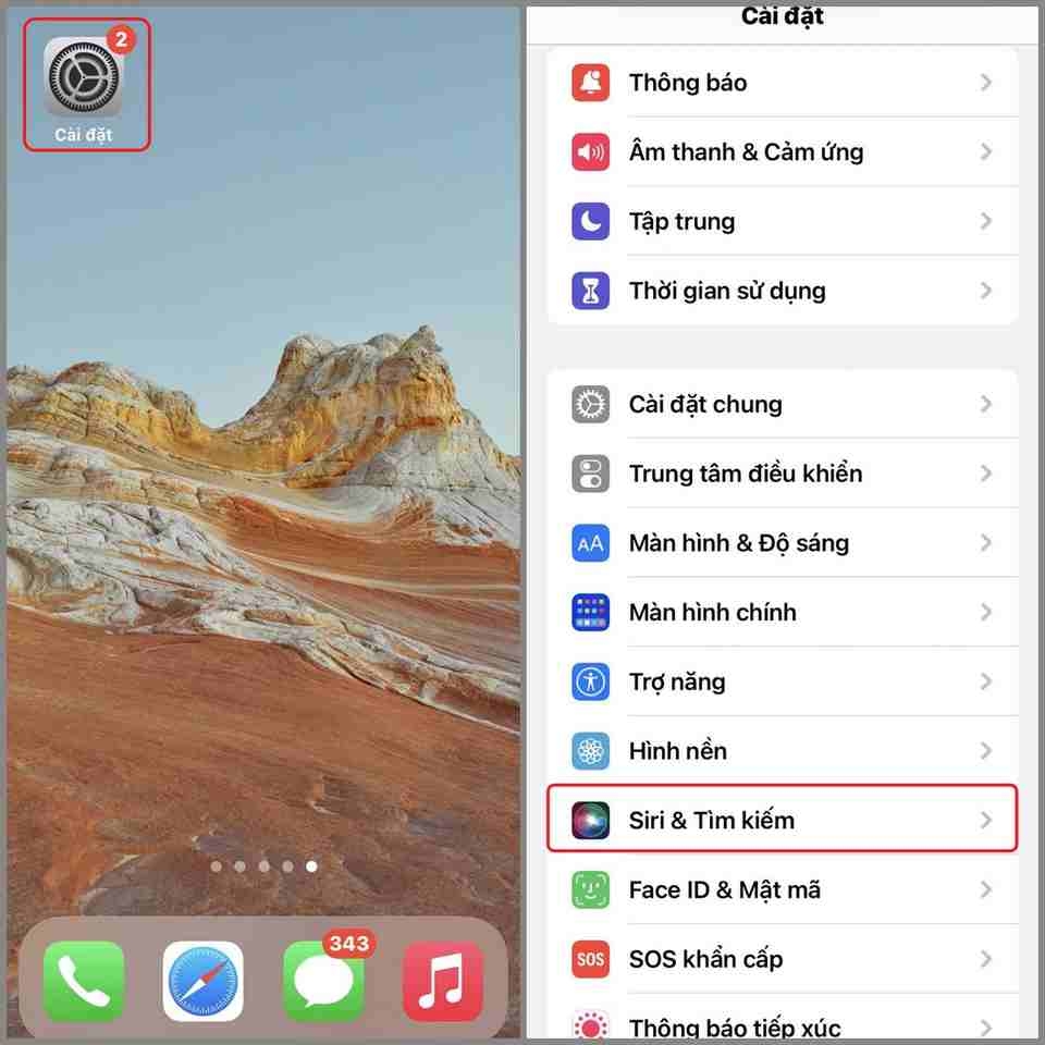 Công cụ Siri hỗ trợ tìm kiếm cài đặt