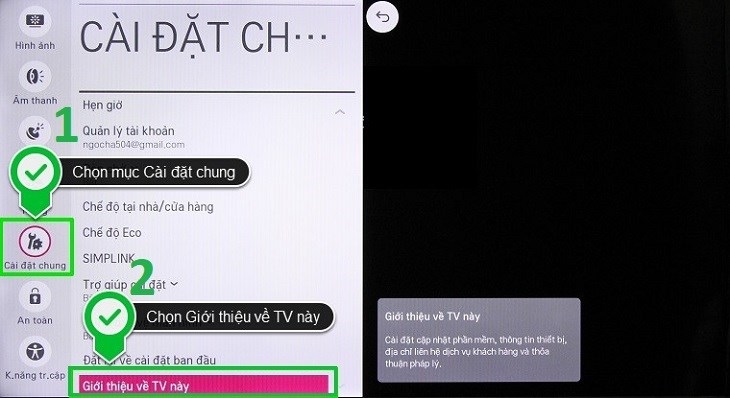 Di chuyển tới mục Giới thiệu về TV này