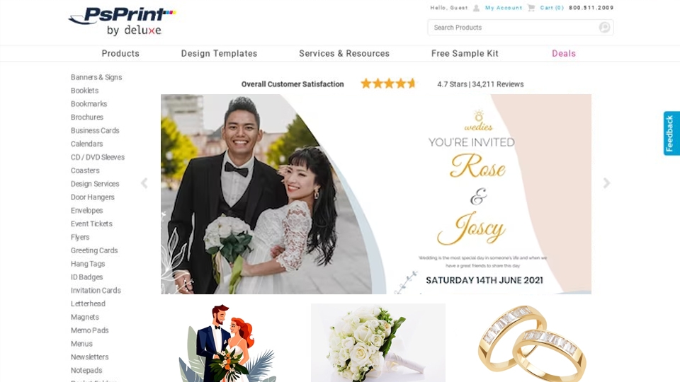 Psprint.com - website thiết kế thiệp cưới online phổ biến hiện nay.