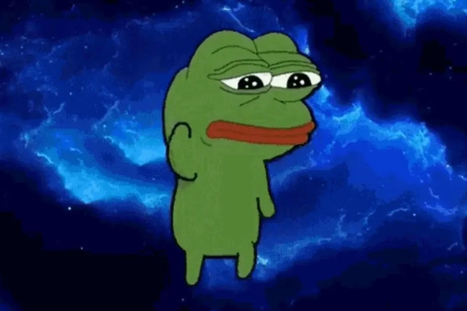 Meme ếch xanh hoang mang cực độ.