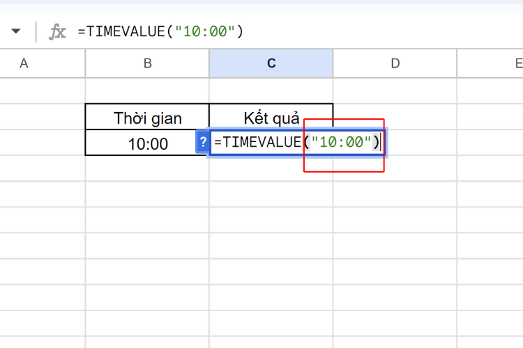 Hướng dẫn cách sử dụng hàm TIMEVALUE