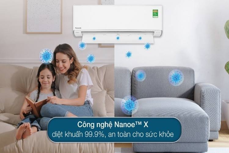 Máy lạnh Inverter Panasonic 1 HP trang bị Nanoe™X thế hệ thứ 3 có thể diệt khuẩn đến 99% từ đó bảo vệ sức khỏe bạn và gia đình toàn diện hơn