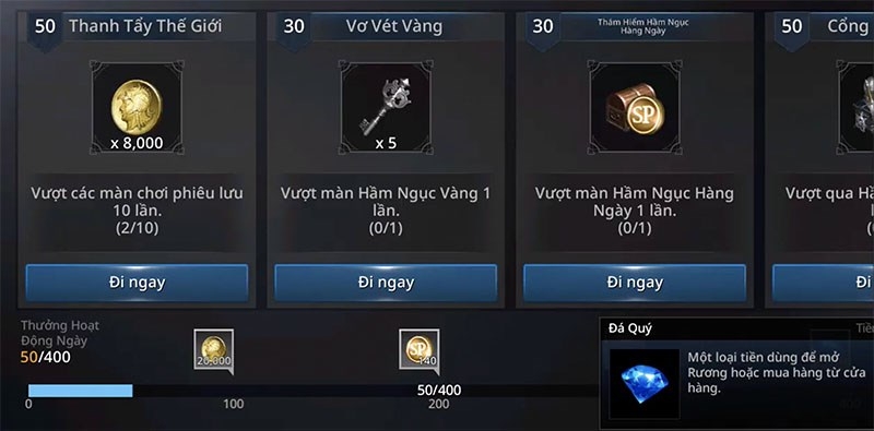 Nhiệm vụ trong ngày thường khá đơn giản