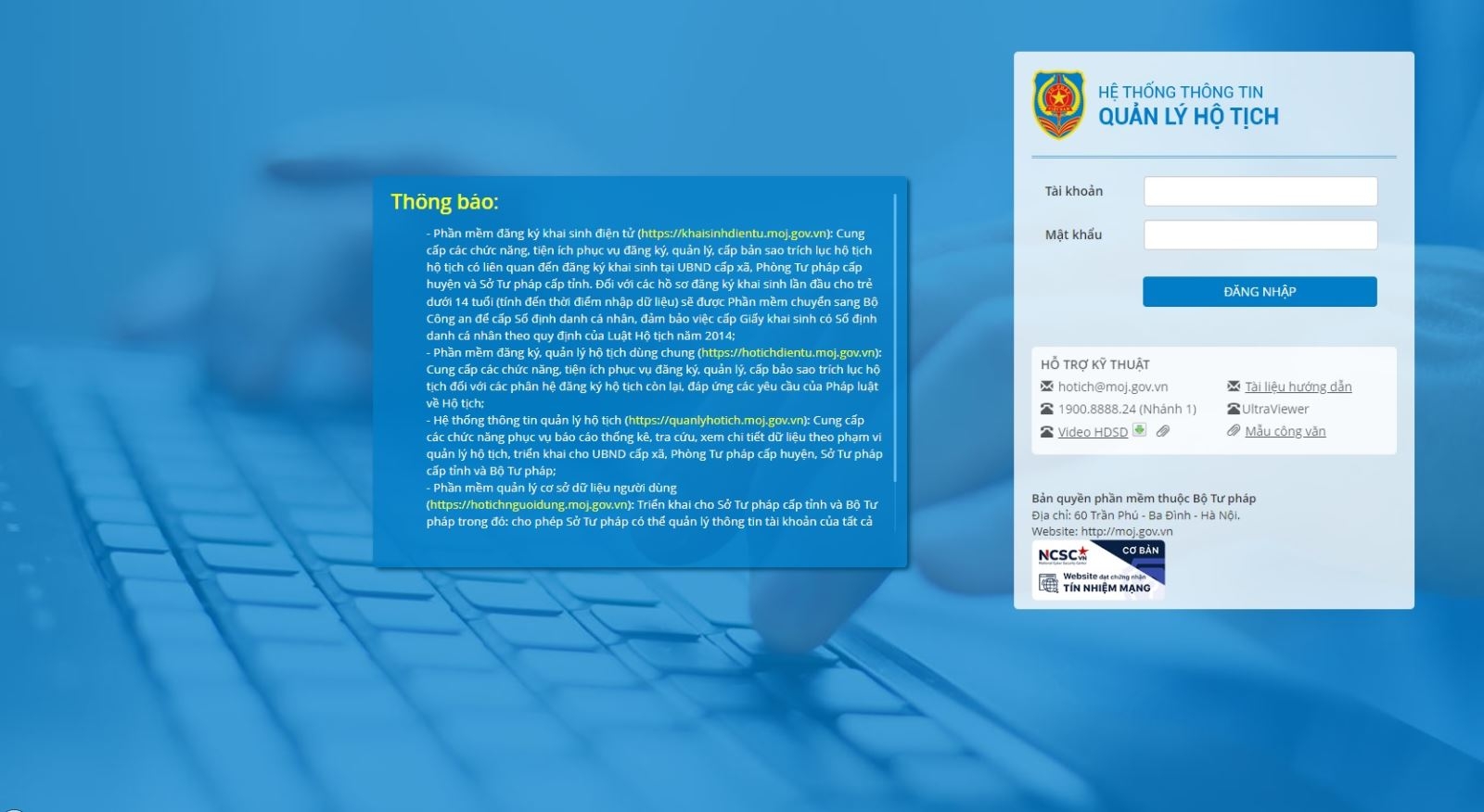 Phần mềm Hệ thống thông tin quản lý hộ tịch