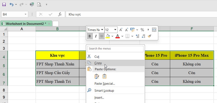 Chèn bảng Excel vào Word dưới dạng liên kết Excel với Word 2