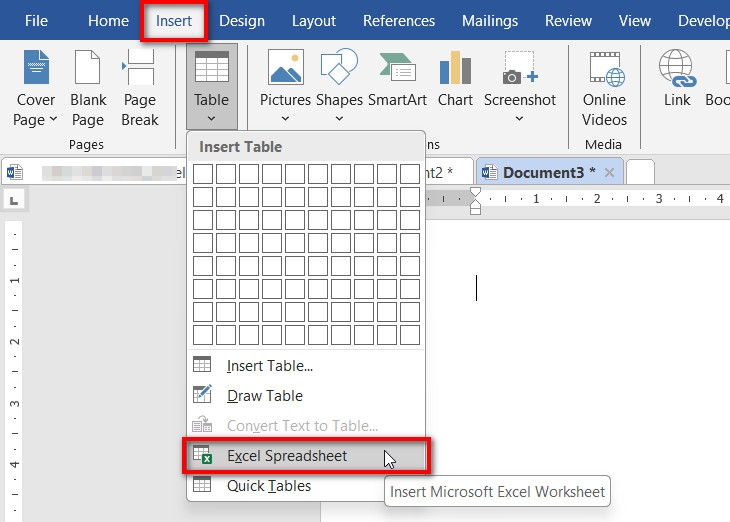Với bảng Excel là một tệp nhúng riêng 1