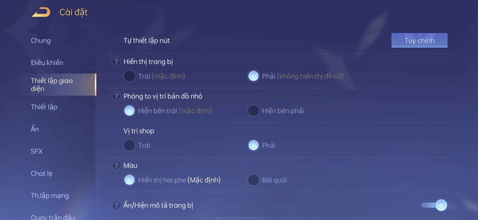 Cài đặt điều khiển Liên quân 5