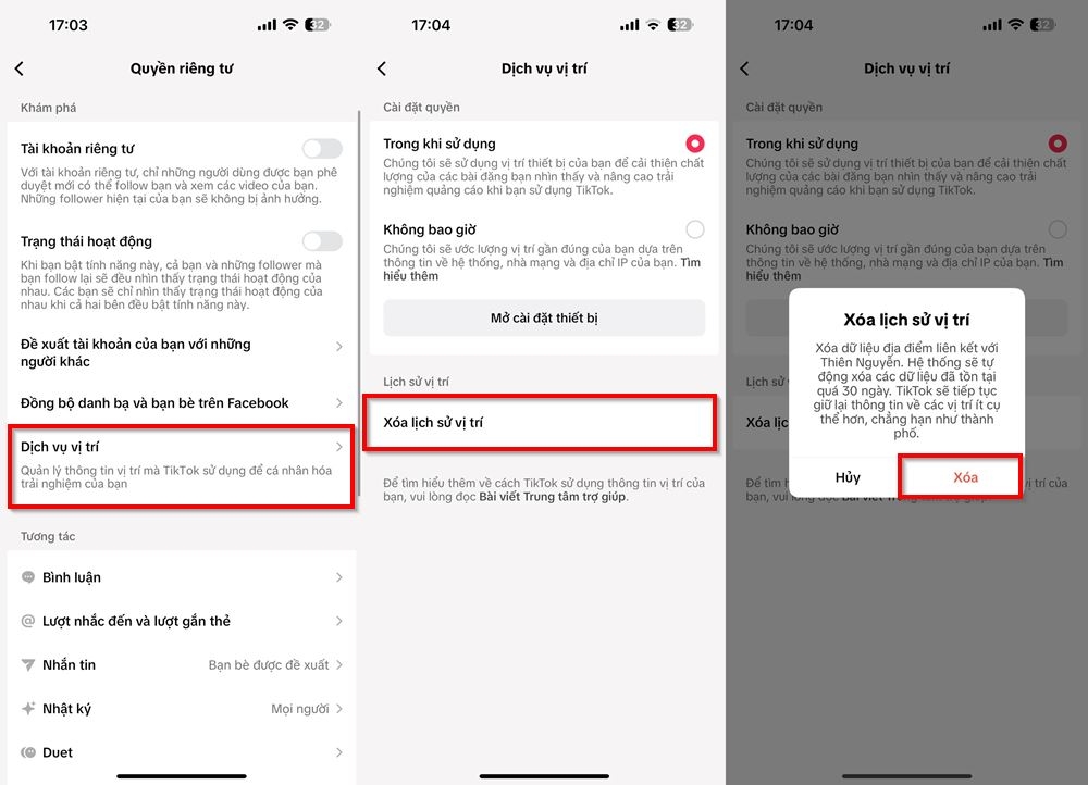 Cách xoá dịch vụ vị trí trên TikTok 3