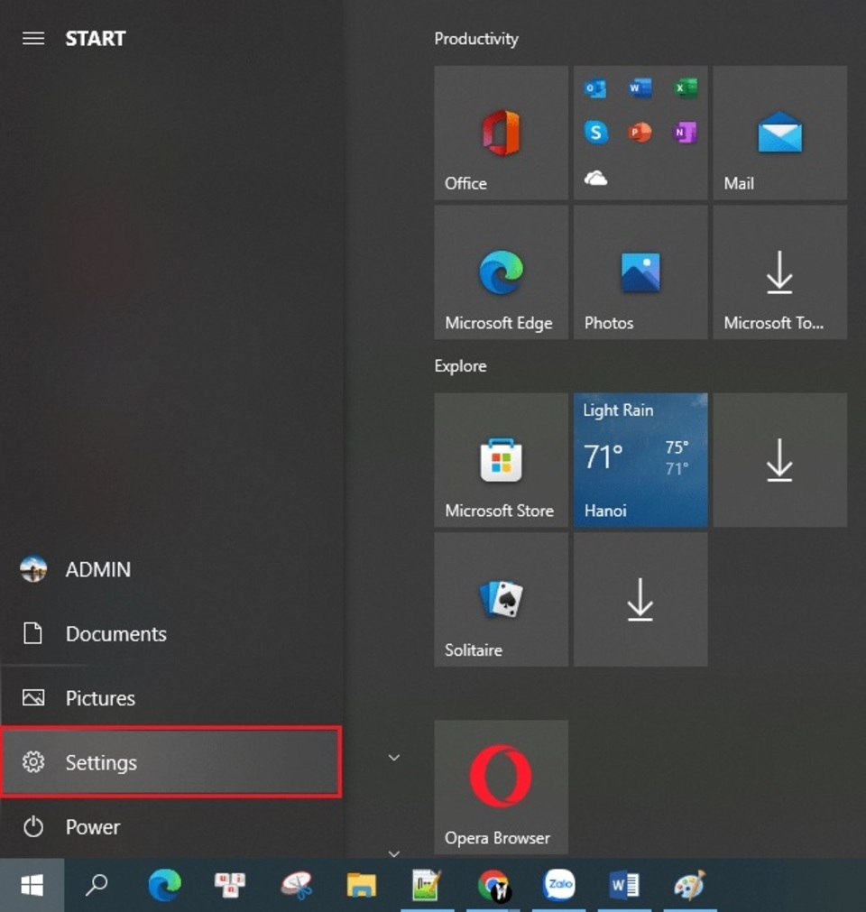 Nhấn tổ hợp phím Windows + I để mở hộp thoại Windows Settings