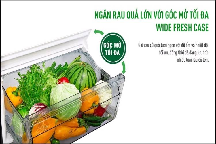 Dễ dàng bảo quản rau quả cỡ lớn với ngăn Wide Fresh Case